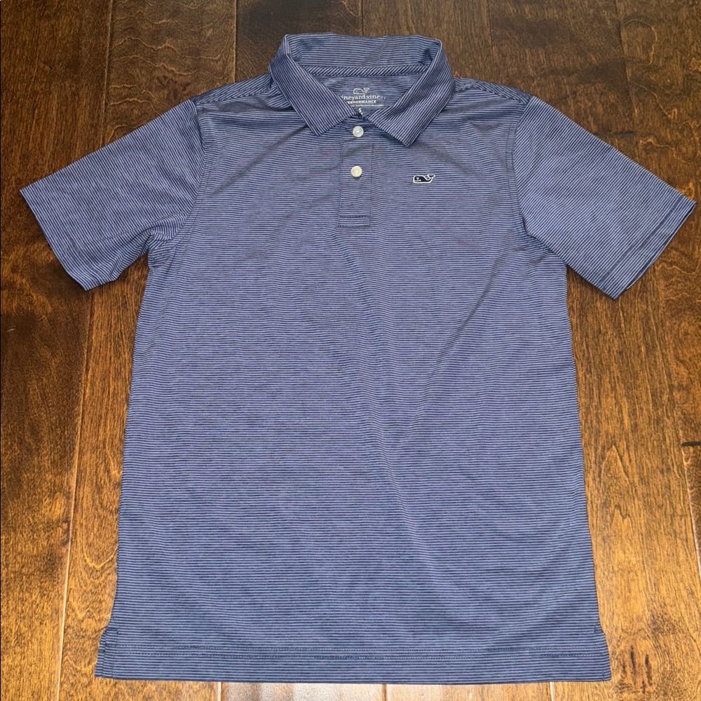 NWOT Vineyard Vines Navy Striped Boys' St. Jean Stripe Performance Polo - S
